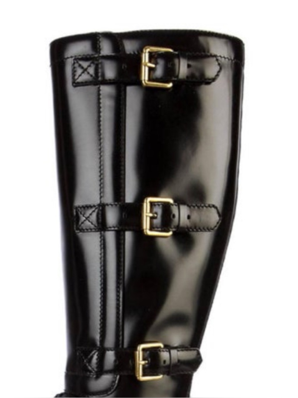 GUCCI VINTAGE Black Leather Riddle Knee High Lace-Up Platform Heeled Boot 2009 - Picture 5 of 15